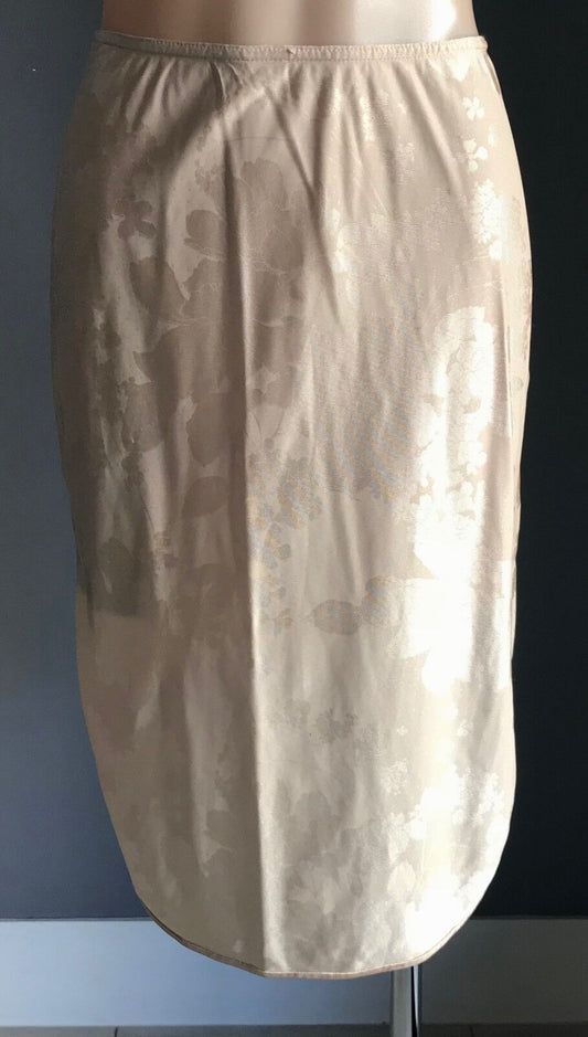 FORMFIT Half Slip Beige Floral Jacquard Round Hem Petticoat Size 12 Vintage NEW