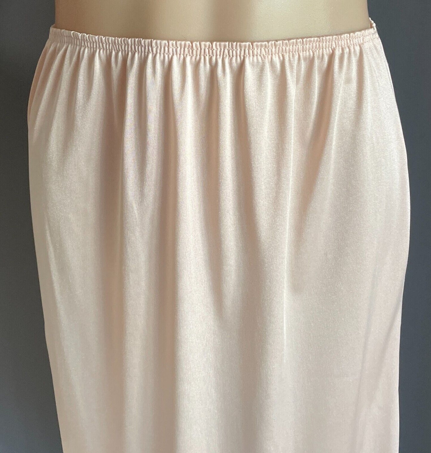 Vintage HALF SLIP Petticoat 79.5cm Long Beige Side Slit Size 10 - 12 NO LACE