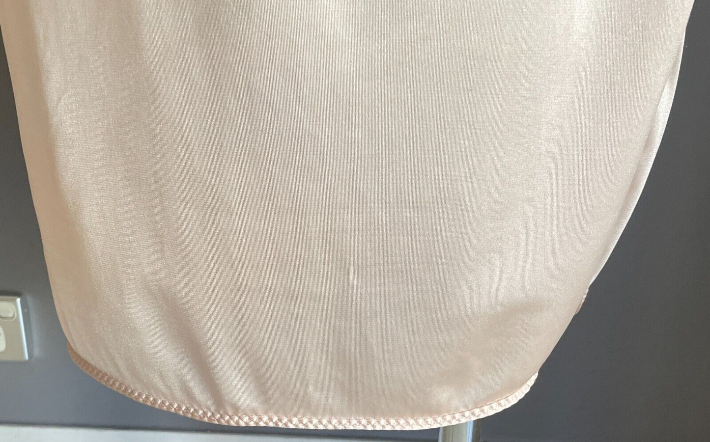 Vintage HALF SLIP Petticoat 79.5cm Long Beige Side Slit Size 10 - 12 NO LACE