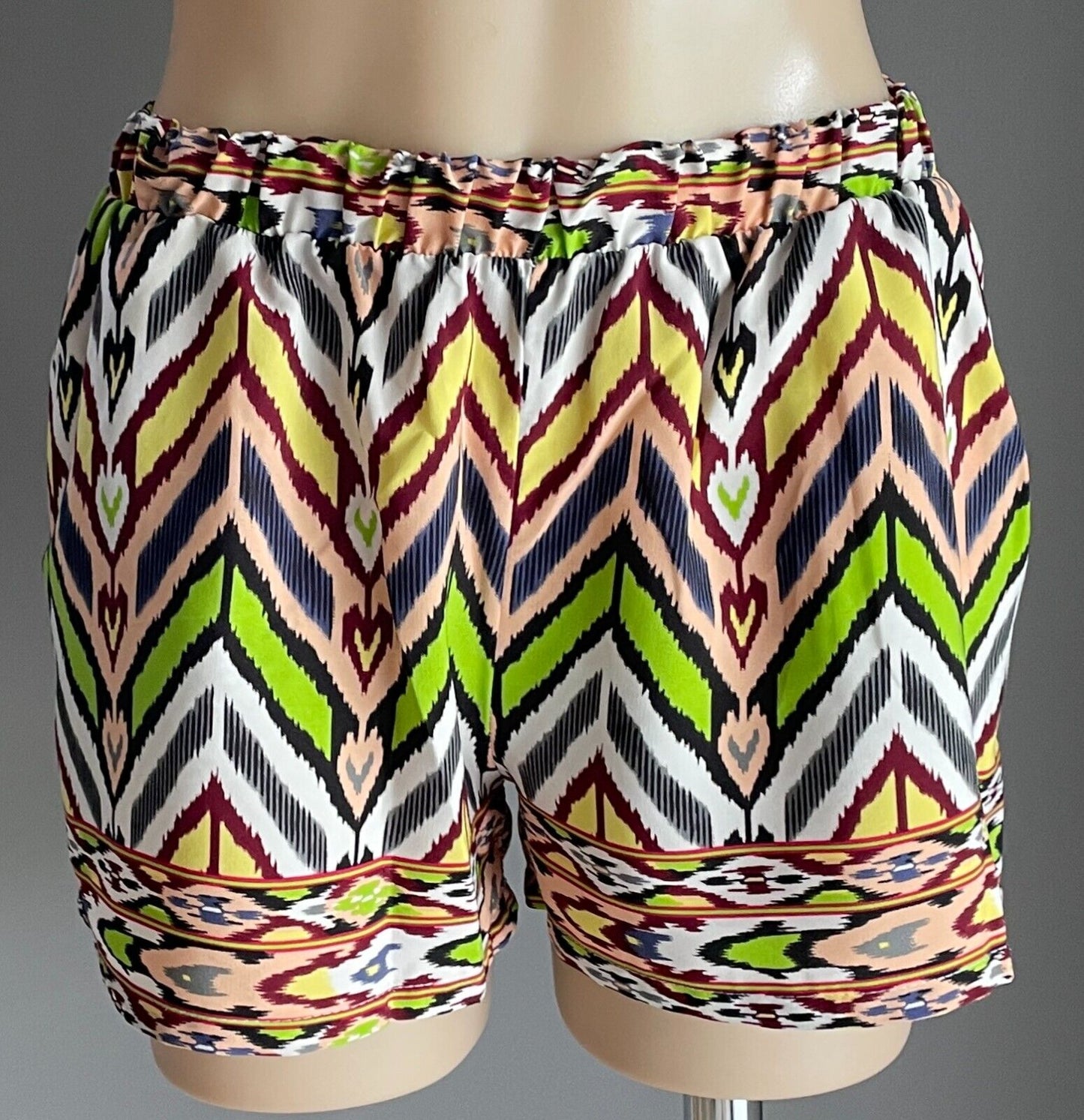 TYCHE Shorts Elastic Waist MultiColoured Loud Print  Size 10