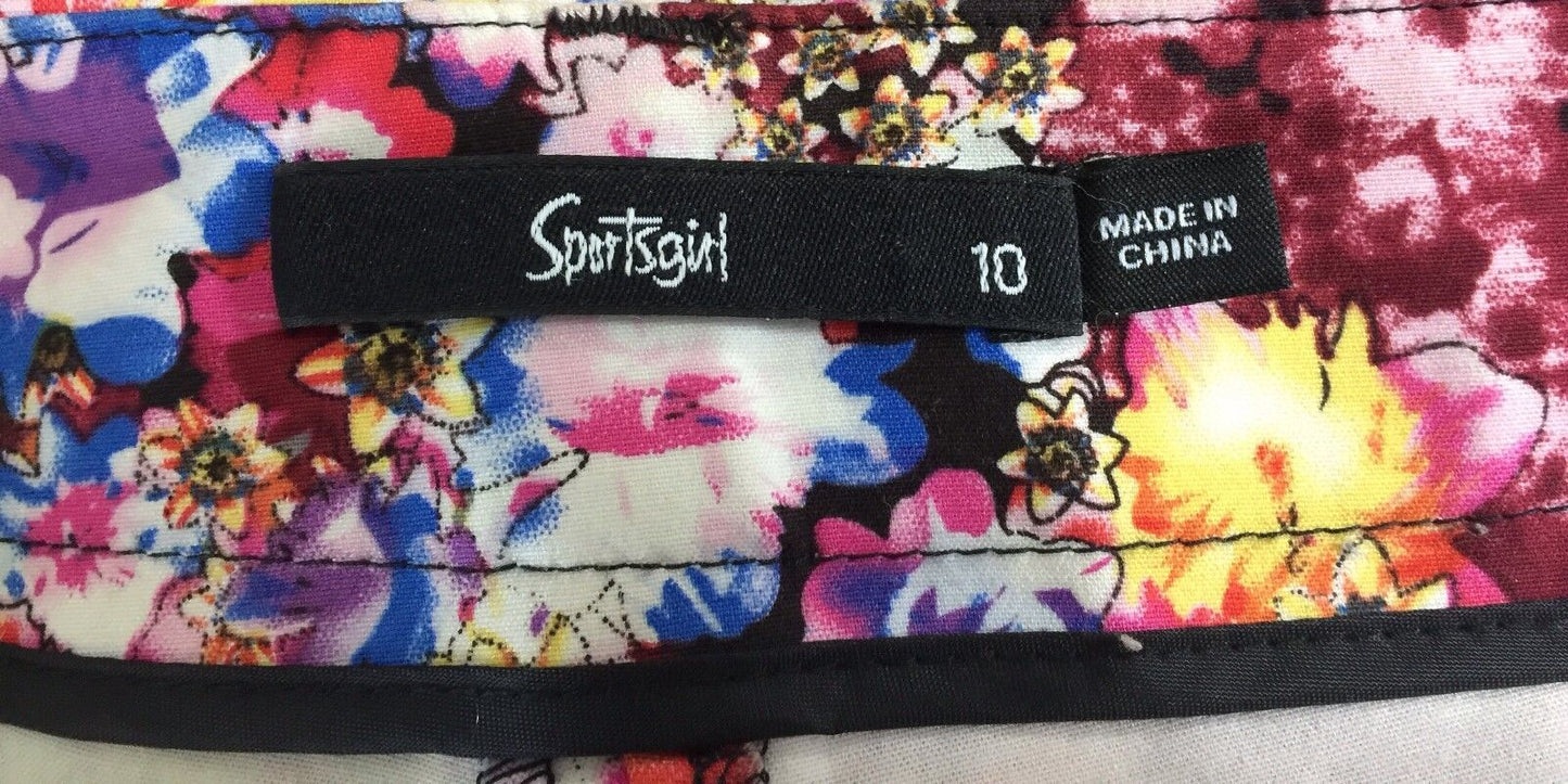 SPORTSGIRL Shorts Bright MultiColoured Floral Print Loud Ladies Size 10 NEW