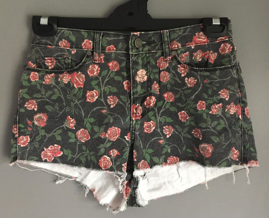 INSIGHT Shorts Multi Coloured Floral Frayed Edge Short Shorts Ladies Size 8 NEW