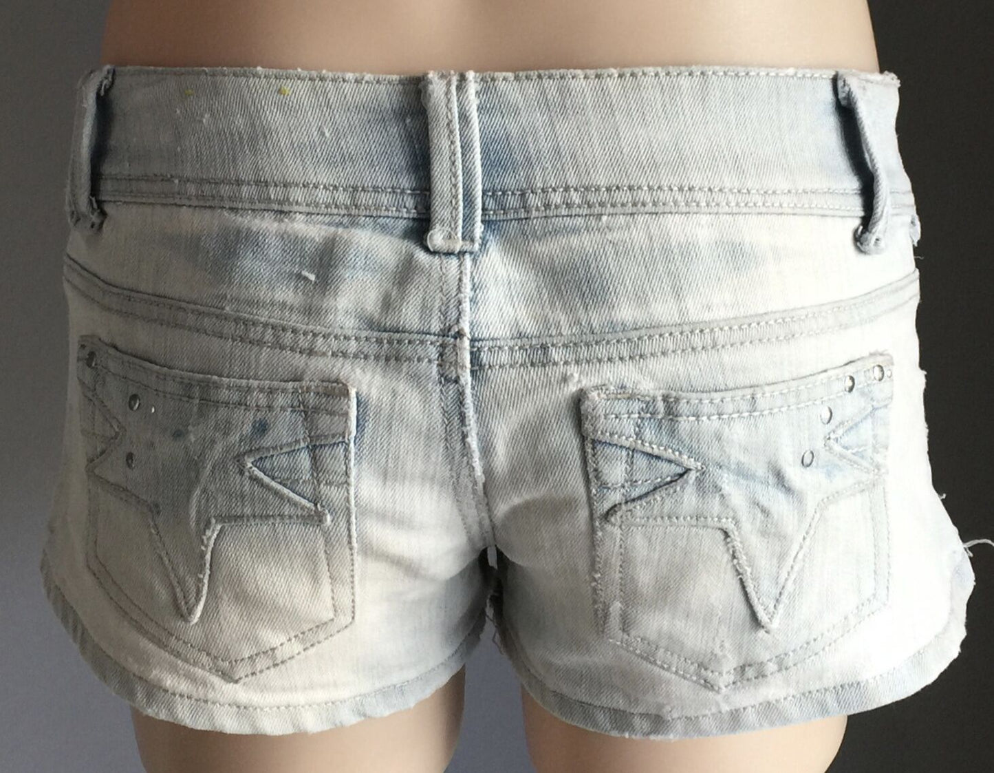 ALMOST FAMOUS Shorts Shorty Mini Faded Blue Distressed Denim Size 5 AU 10 Jeans