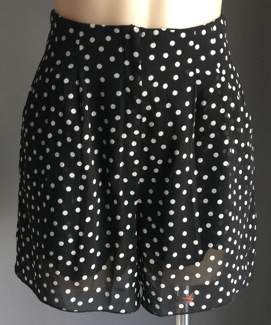 DIAMOND Shorts Black & White Polka Dot High Waist Ladies Size 38 10 Retro Gem