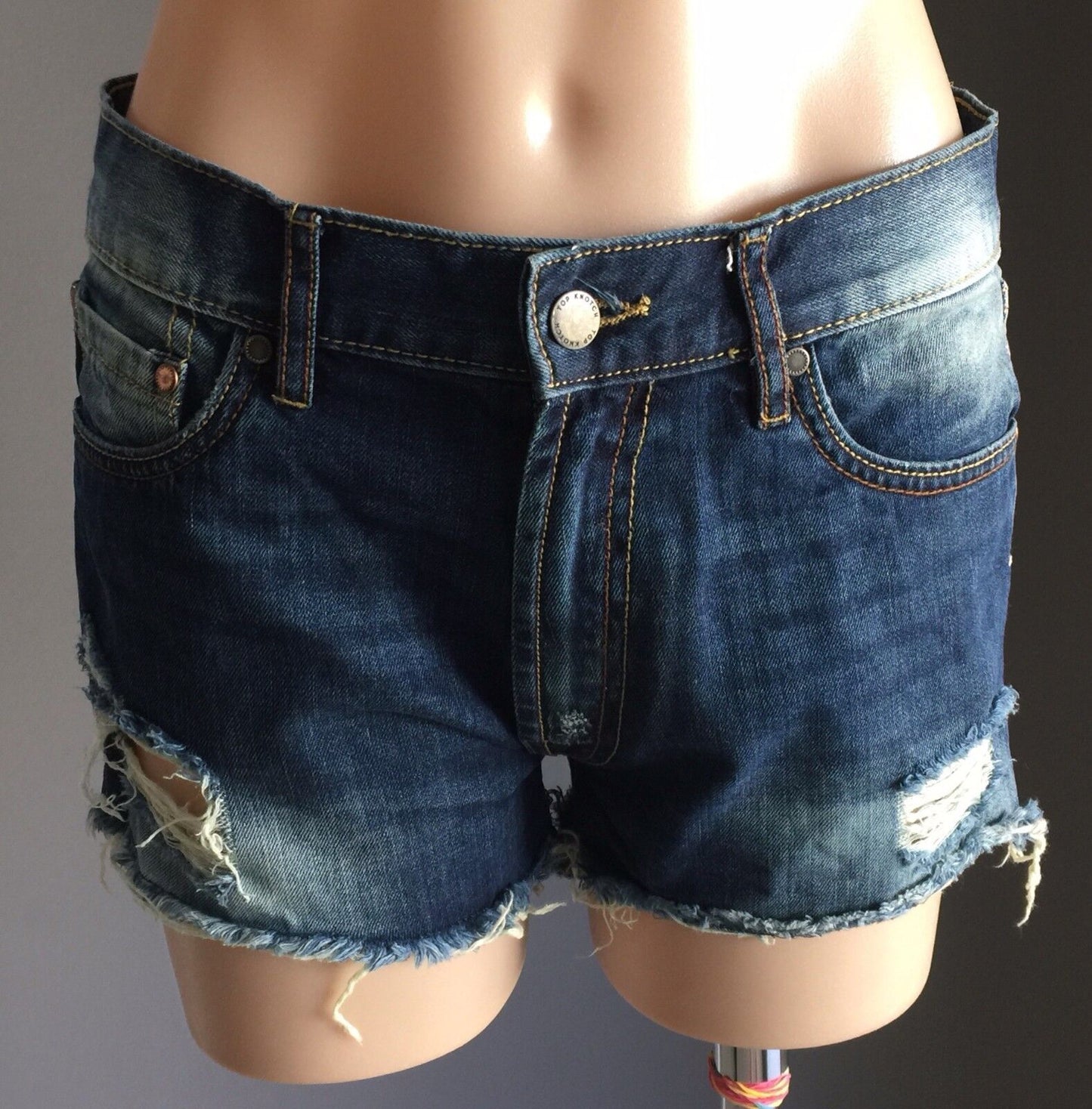 DRICOPER Denim Shorts Distressed Ripped Blue Size 9 27 Waist Jeans Retro