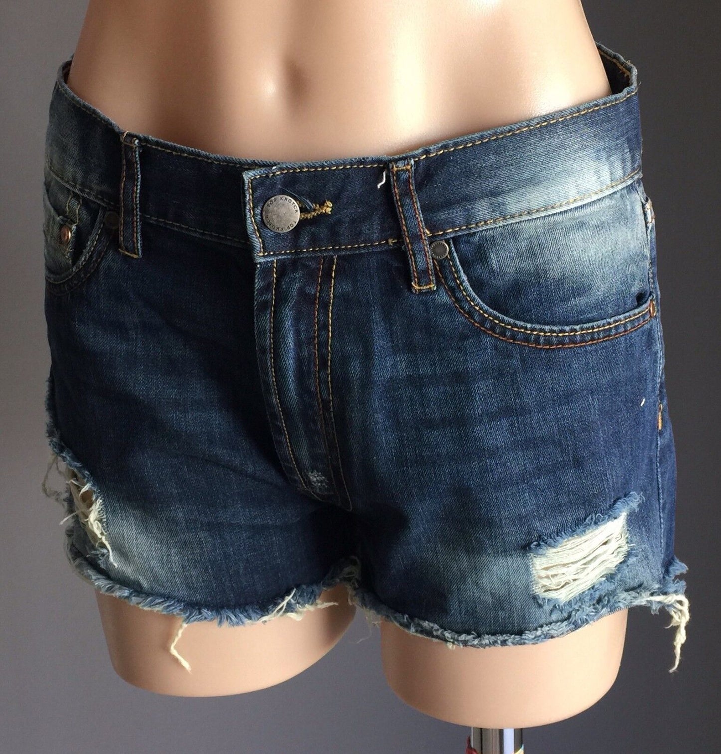 DRICOPER Denim Shorts Distressed Ripped Blue Size 9 27 Waist Jeans Retro
