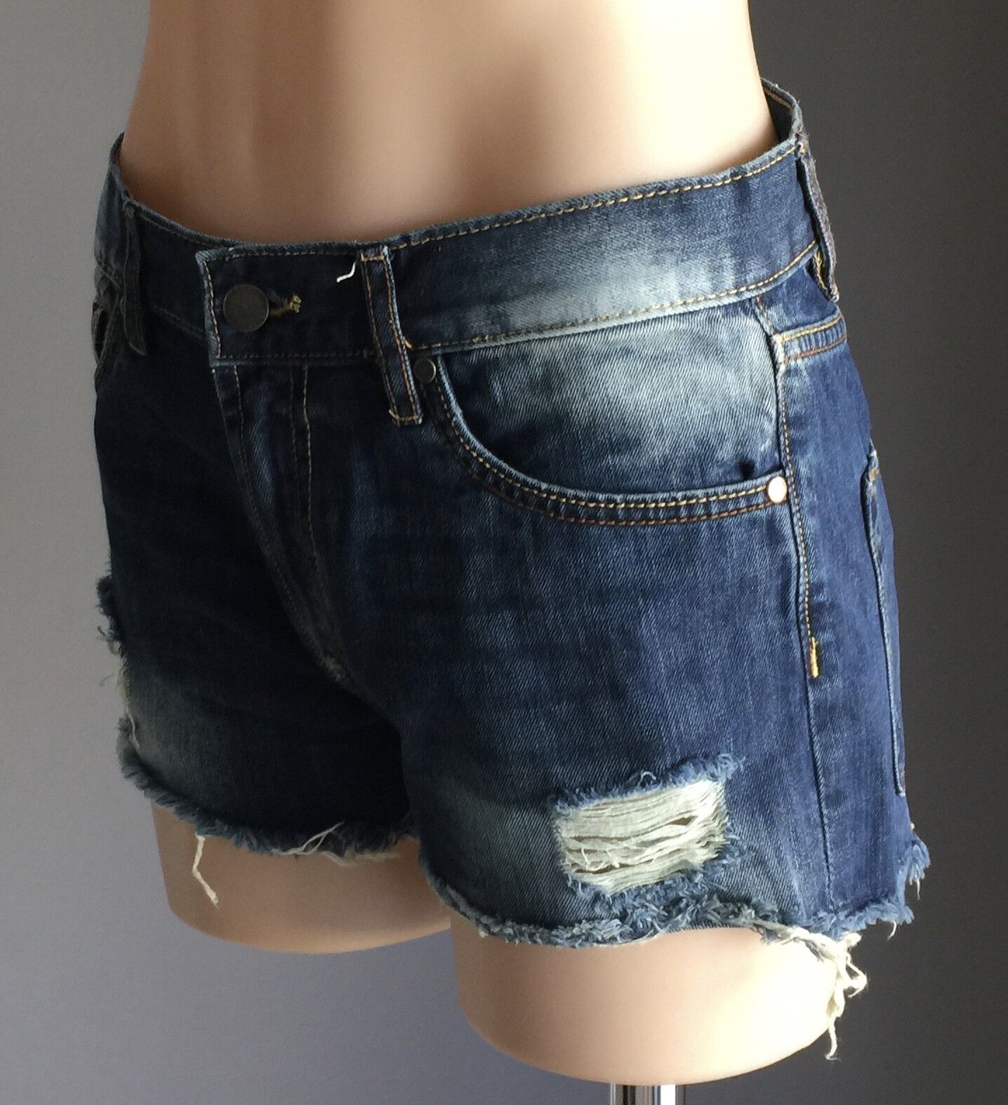 DRICOPER Denim Shorts Distressed Ripped Blue Size 9 27 Waist Jeans Retro