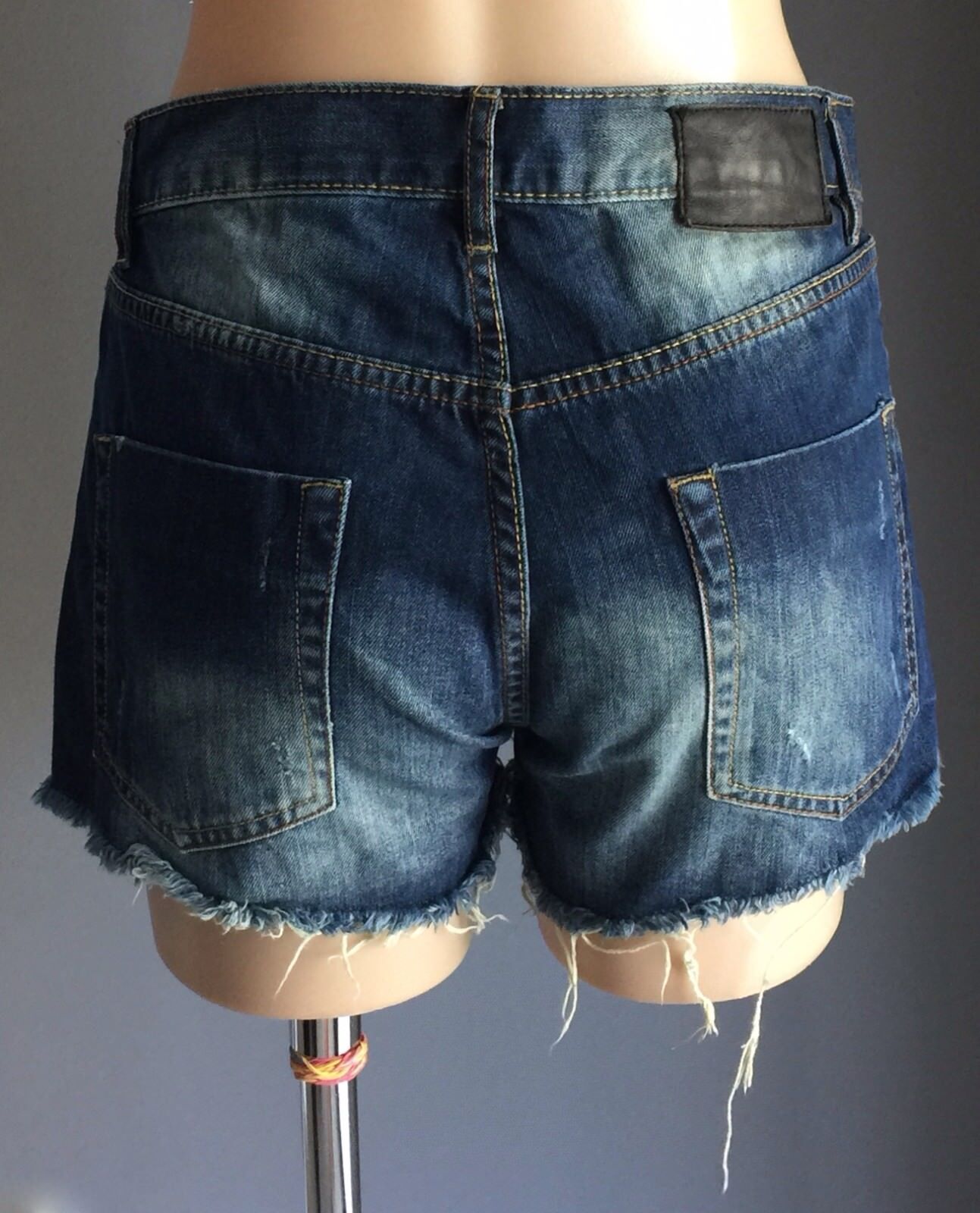 DRICOPER Denim Shorts Distressed Ripped Blue Size 9 27 Waist Jeans Retro