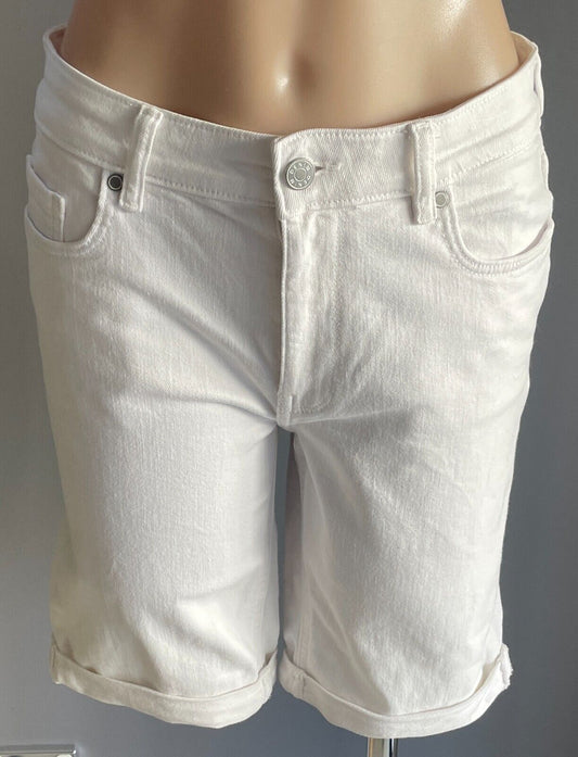 TARGET Shorts White Denim Cuffed Leg Cotton Elastane Fabric Size 10