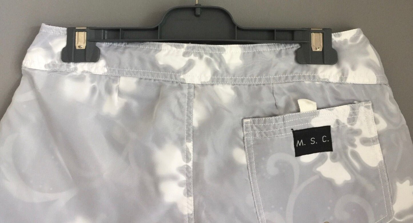 MULLAWAY SURF CO. Board Shorts Ladies White Hibiscus Print Ladies Size S 6 8