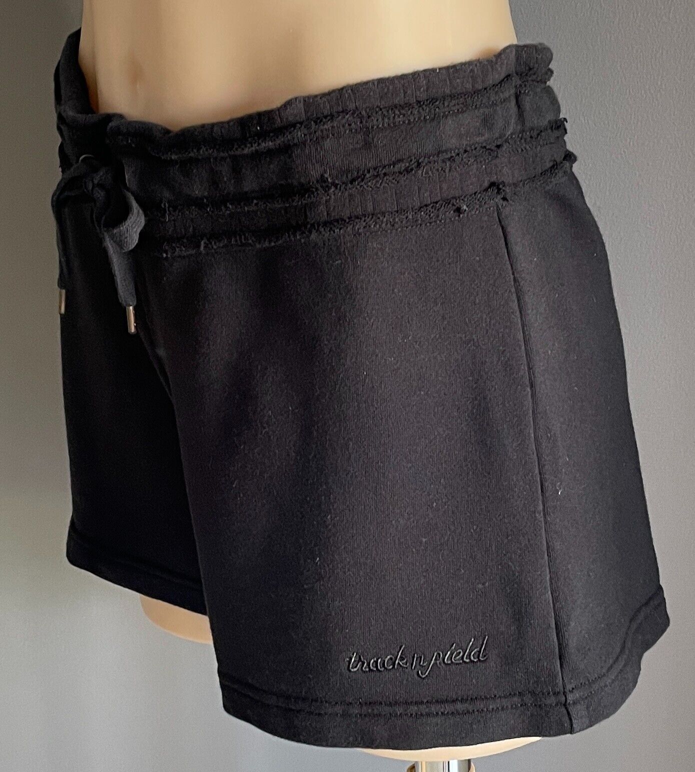 TRACK N FIELD Black Shorts Size 14 Elasticised Waist & Drawstring