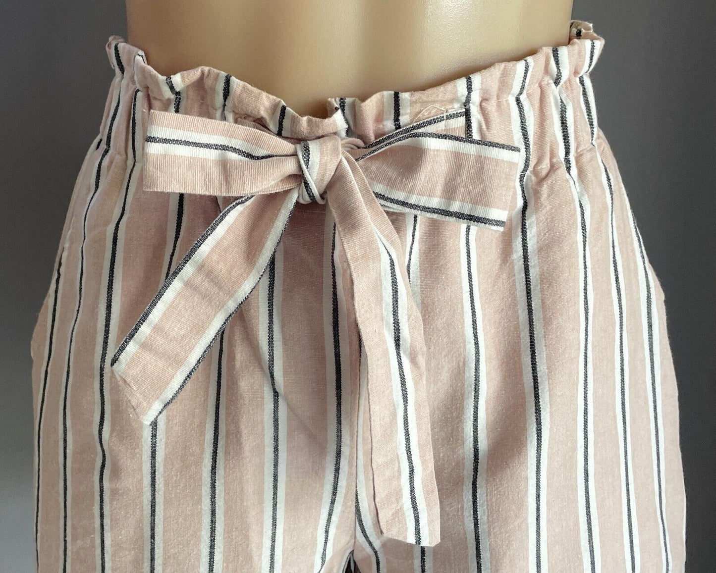 FACTORIE  Shorts Blush Pink White Black Elastic High Waist Size 10 Cotton Blend