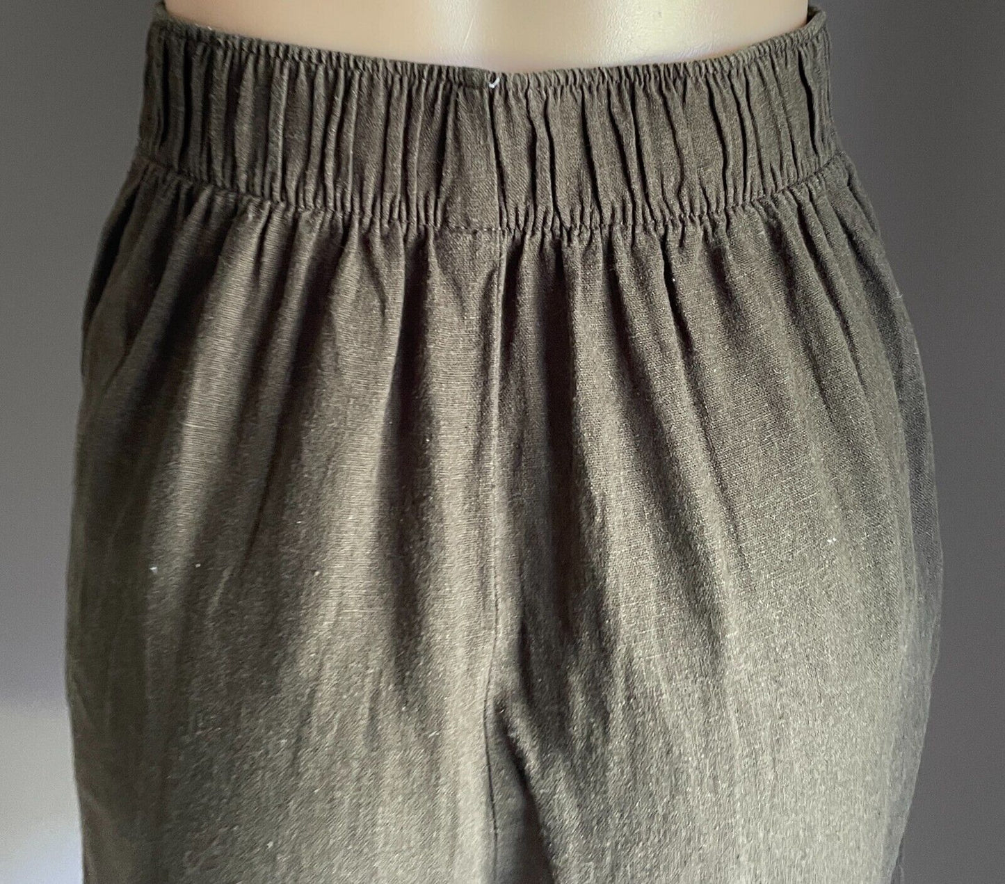 ANKO K-MART  Khaki Linen Blend High Waist Pleat Front Shorts Size 8 10
