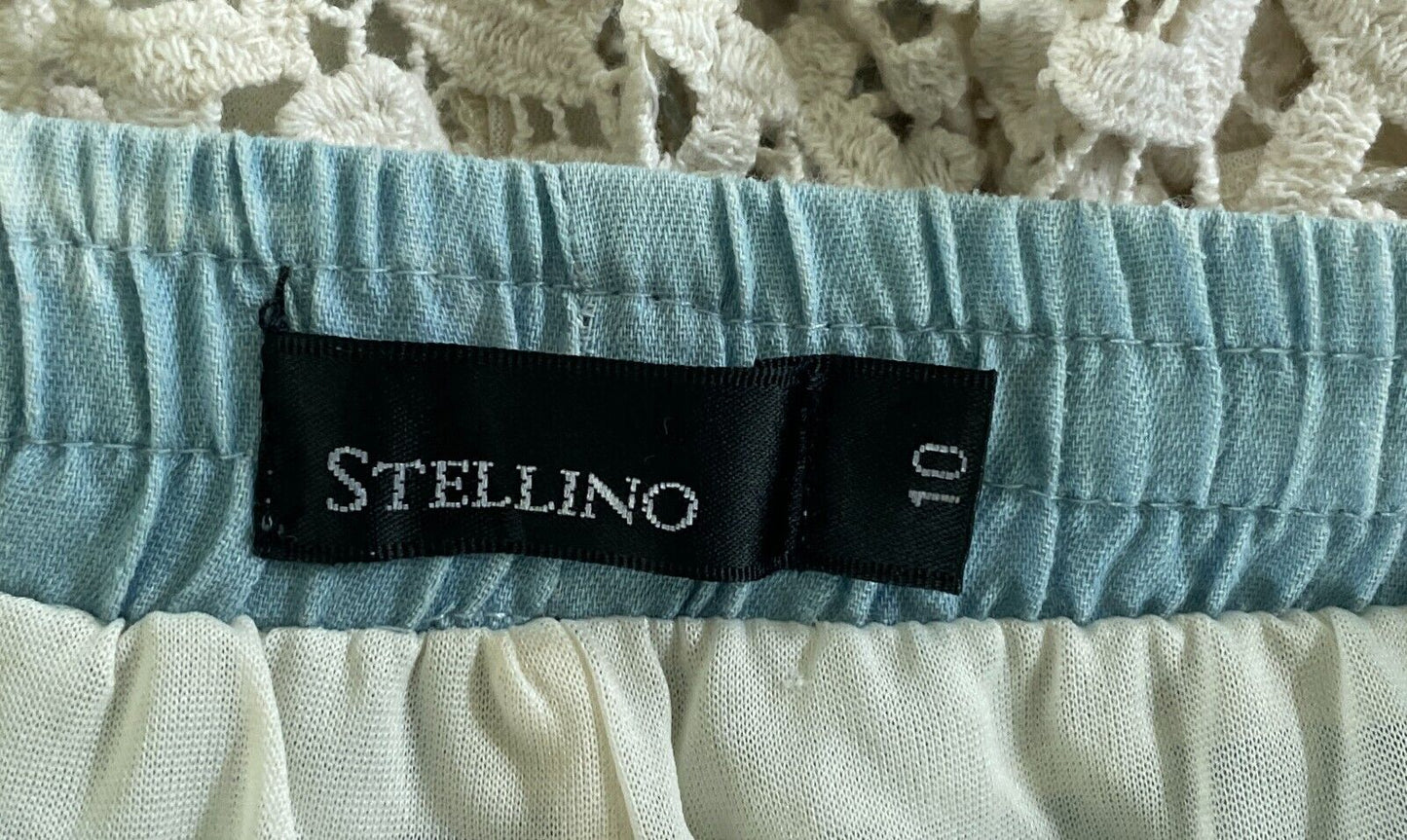 STELLINO Shorts Chambray Shorts w White Floral Embroidery & Lace Trim Size 10