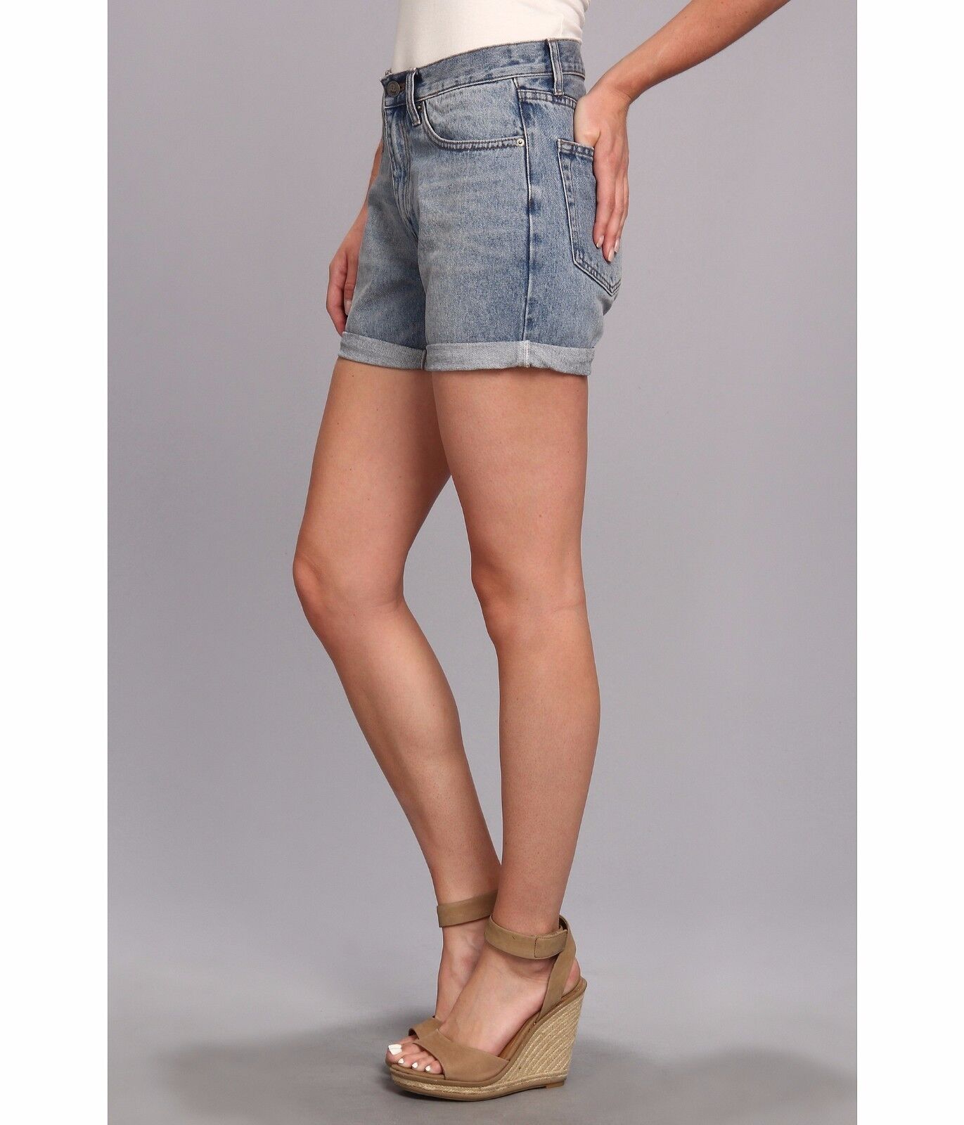 CHEAP MONDAY "Thrift Short Mid Range" Denim Cuffed Shorts Size W 26in Jeans