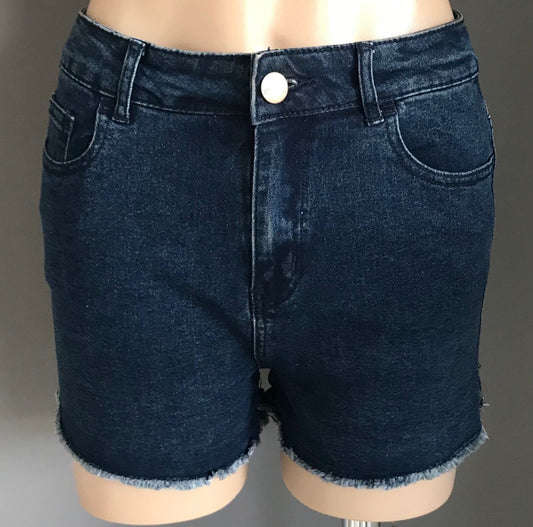 COTTON ON Shorts Blue Denim Stretch w Fray Hem Ladies Size 10 Jeans