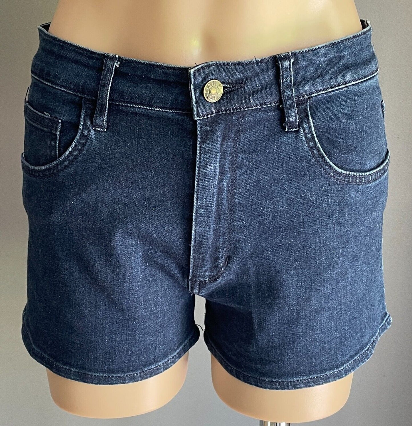 RIDERS by LEE Shorts Mid Blue Denim "Cheeky" Size 12 Stretch Pockets NEW