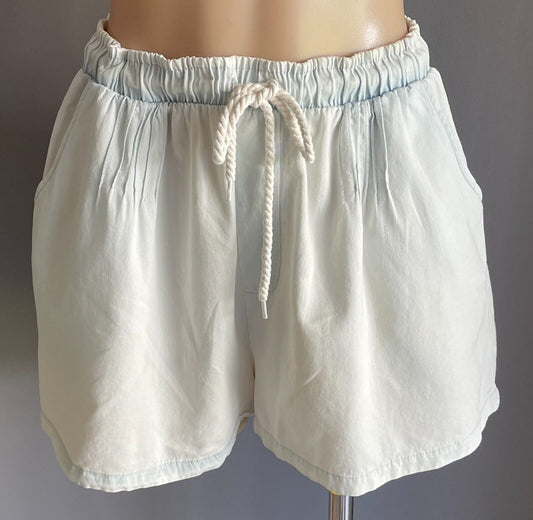 COTTON ON Shorts Elastic Drawstring Waist Faded Chambray Cotton Size 12
