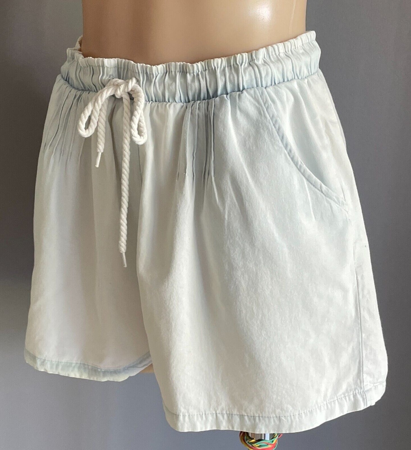 COTTON ON Shorts Elastic Drawstring Waist Faded Chambray Cotton Size 12