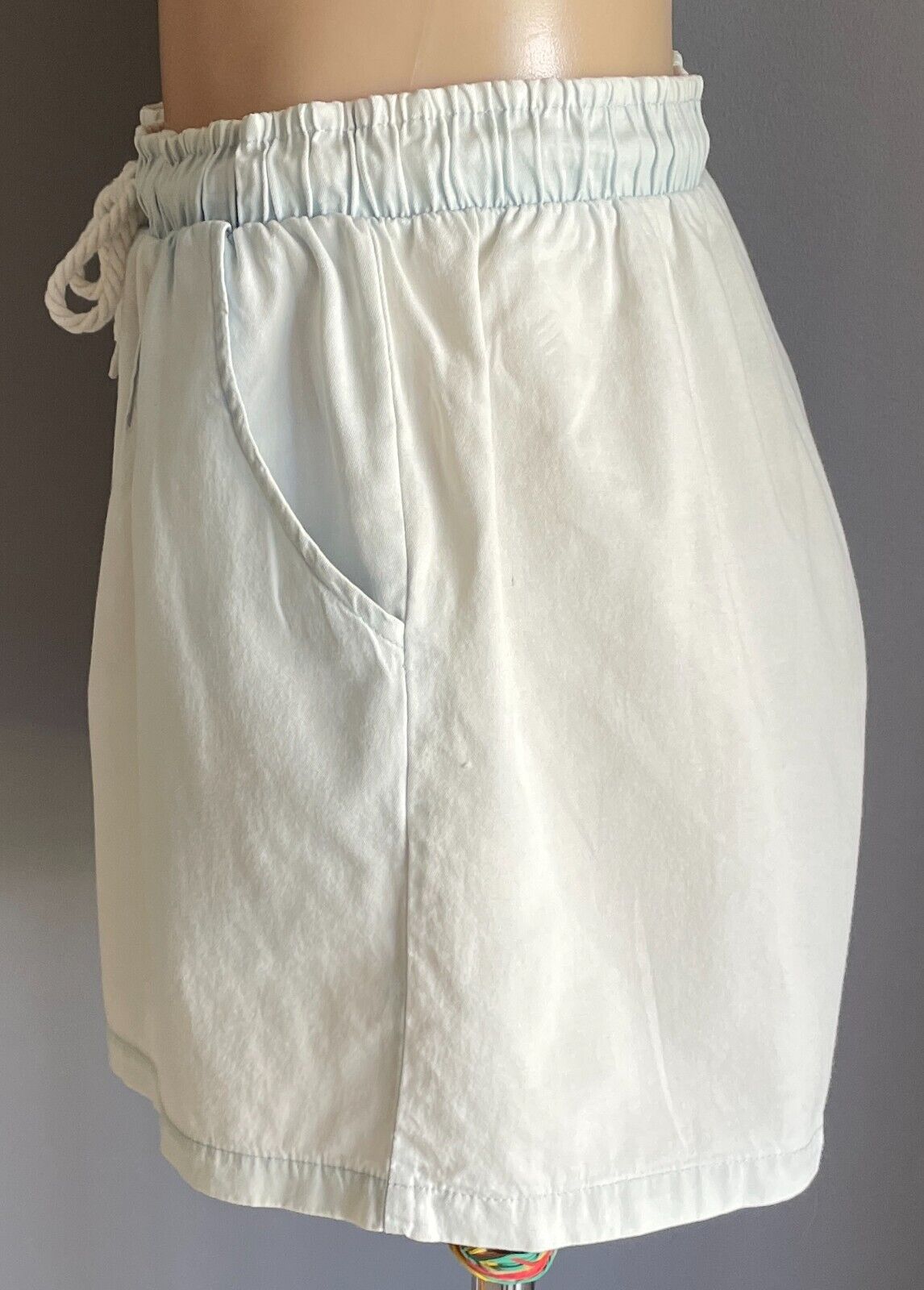 COTTON ON Shorts Elastic Drawstring Waist Faded Chambray Cotton Size 12