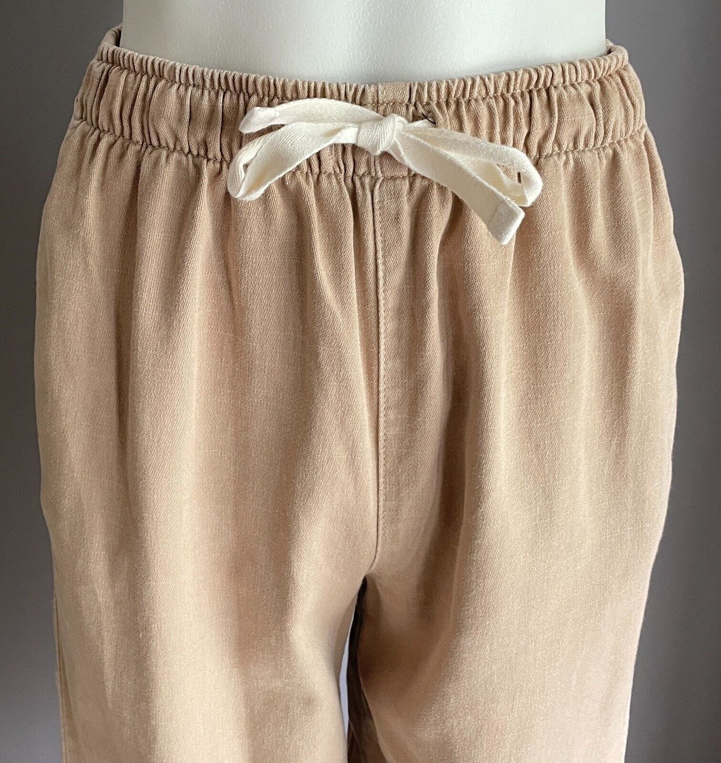 COTTON ON Pants Beige Chino Elastic Waist Cotton Fabric Heavy Linen Look Size 6