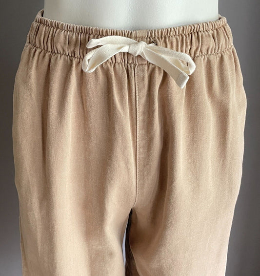 COTTON ON Pants Beige Chino Elastic Waist Cotton Fabric Heavy Linen Look Size 6