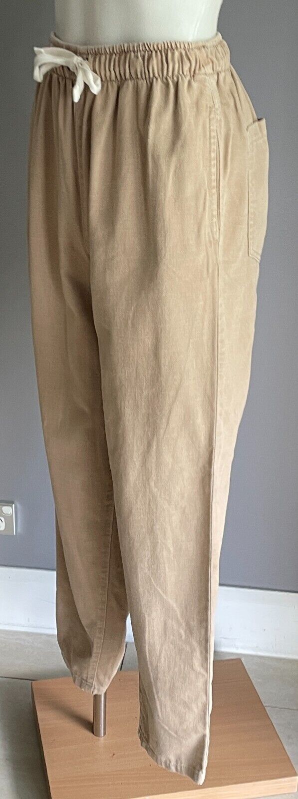 COTTON ON Pants Beige Chino Elastic Waist Cotton Fabric Heavy Linen Look Size 6