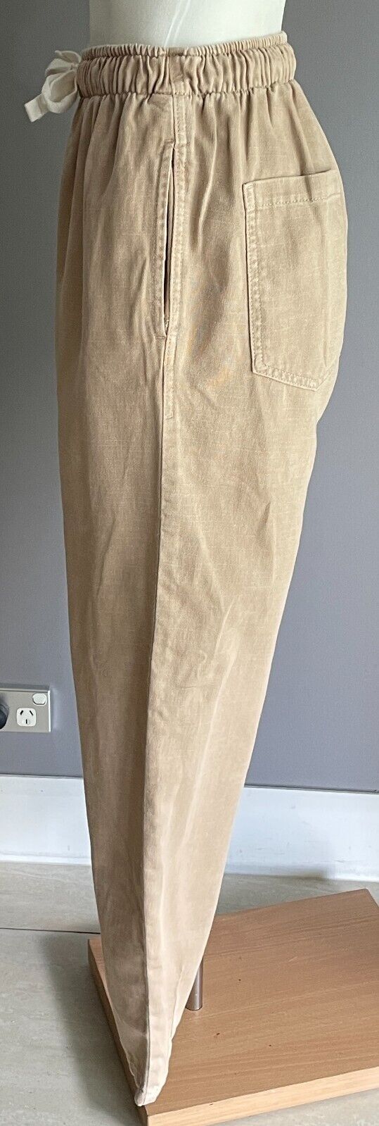 COTTON ON Pants Beige Chino Elastic Waist Cotton Fabric Heavy Linen Look Size 6
