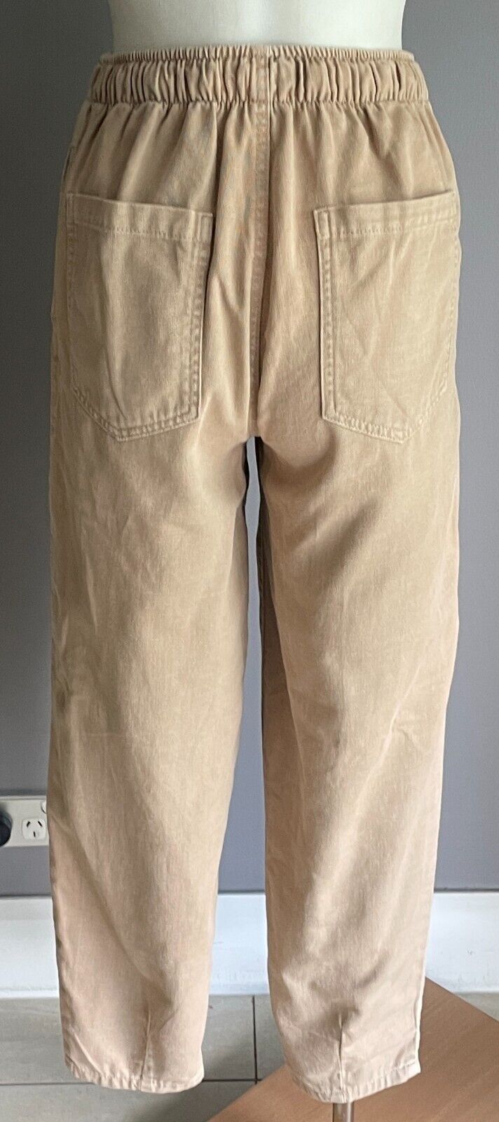 COTTON ON Pants Beige Chino Elastic Waist Cotton Fabric Heavy Linen Look Size 6