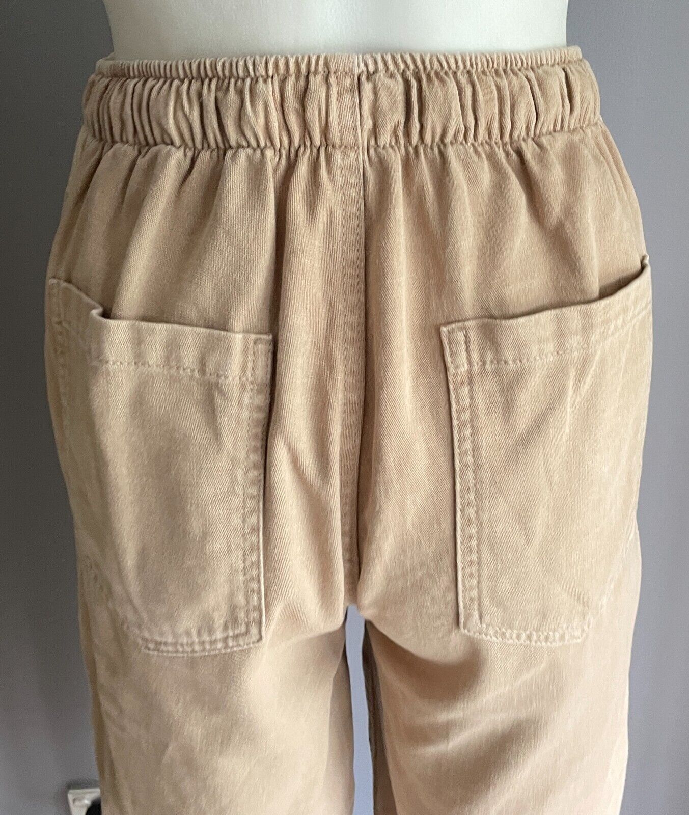 COTTON ON Pants Beige Chino Elastic Waist Cotton Fabric Heavy Linen Look Size 6