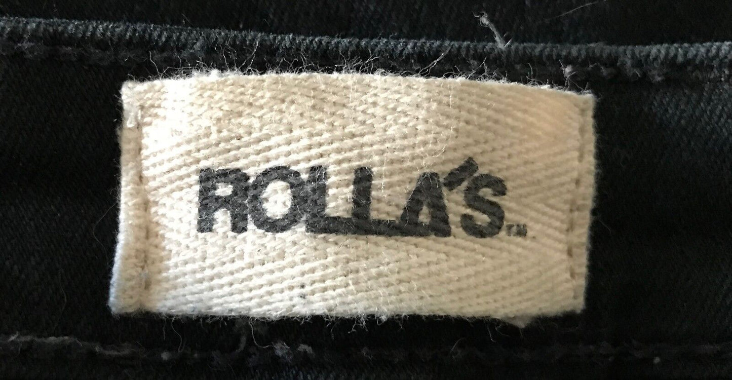ROLLA'S "Westcoast" Jeans Ripped Knee Skinny Black Denim Size 25R 7R ROLLAS