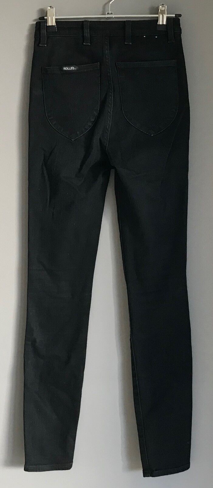 ROLLA'S "Westcoast" Jeans Ripped Knee Skinny Black Denim Size 25R 7R ROLLAS