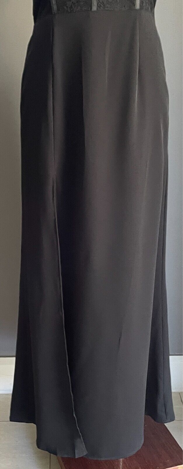 SWEAT POT Gown Dress  Black Strapless Lace Bodice Size 12 A-Line Long Slit Front