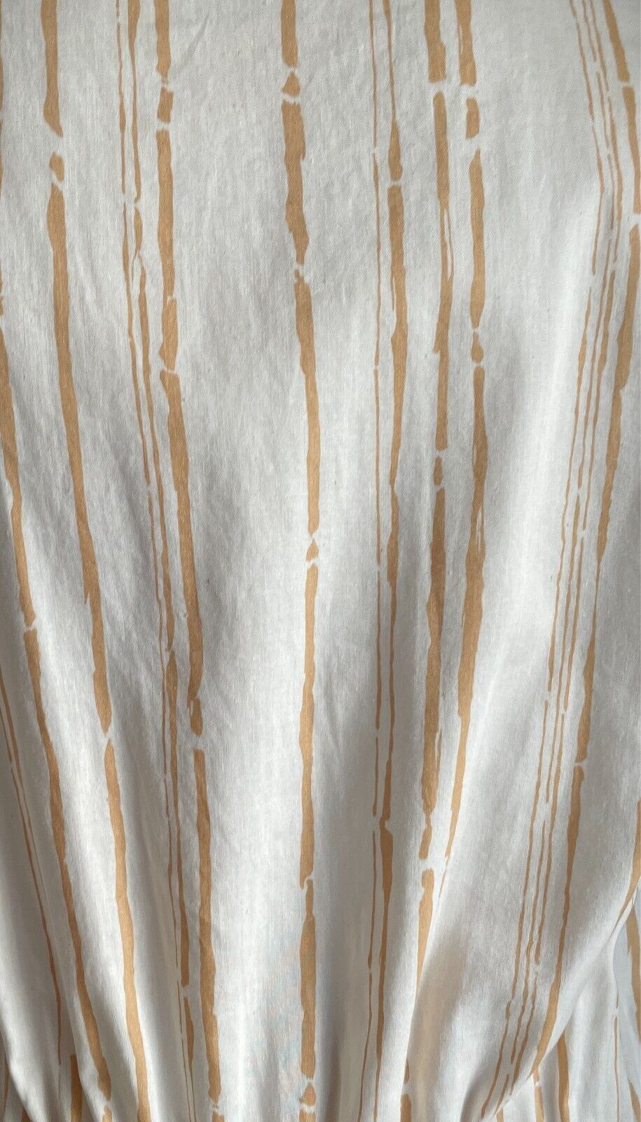 Vintage Dress White & Caramel Print Elastic Waist Sleeveless Size 14 Cotton
