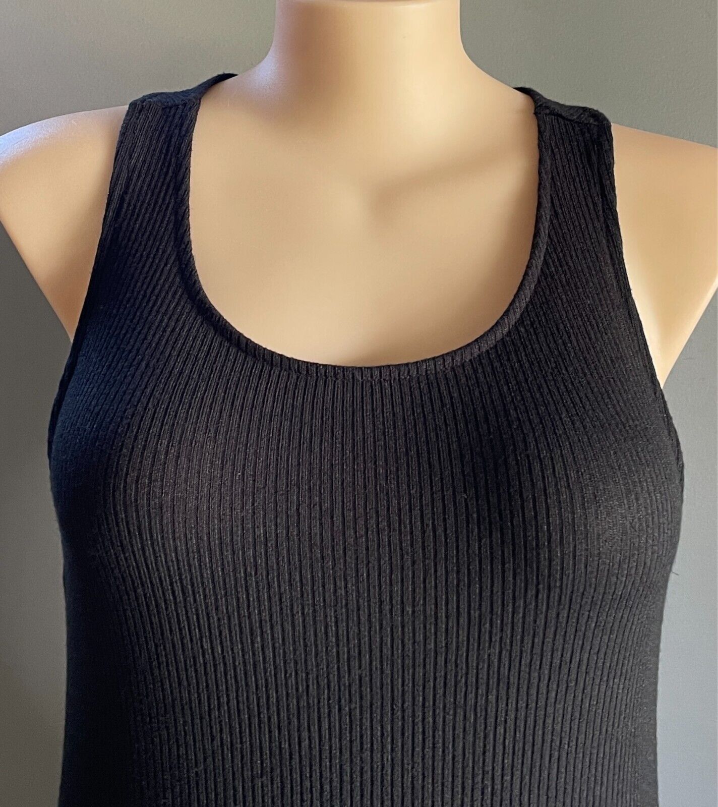 NOW Maxi Dress Black Ribbed Stretch Size 18 Racer Back Sleeveless Long Length