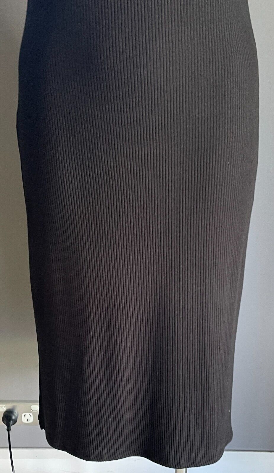NOW Maxi Dress Black Ribbed Stretch Size 18 Racer Back Sleeveless Long Length