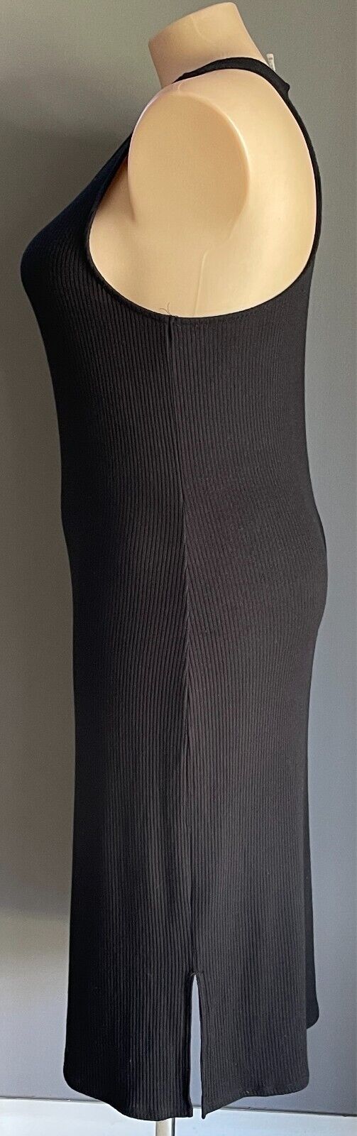 NOW Maxi Dress Black Ribbed Stretch Size 18 Racer Back Sleeveless Long Length