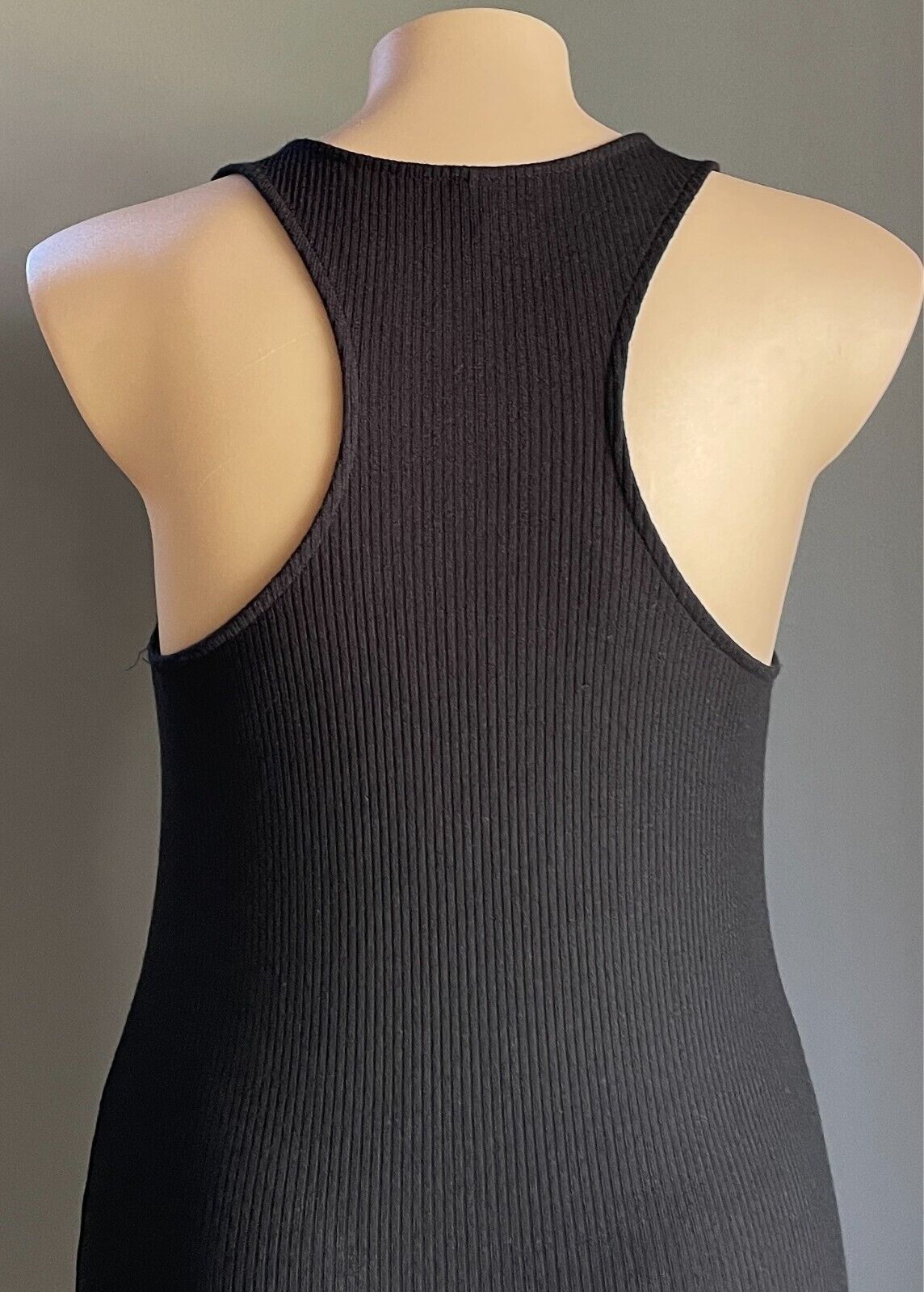 NOW Maxi Dress Black Ribbed Stretch Size 18 Racer Back Sleeveless Long Length