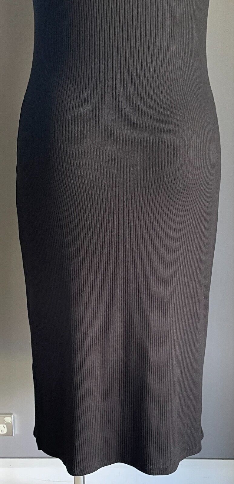 NOW Maxi Dress Black Ribbed Stretch Size 18 Racer Back Sleeveless Long Length