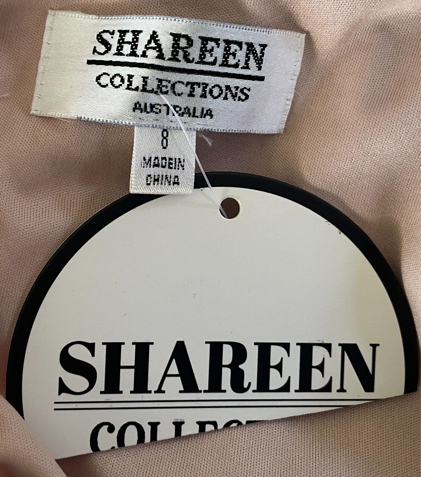 SHAREEN COLLECTIONS White Lace Cutout & Blush Sleeveless Gown Size 8 Split Front