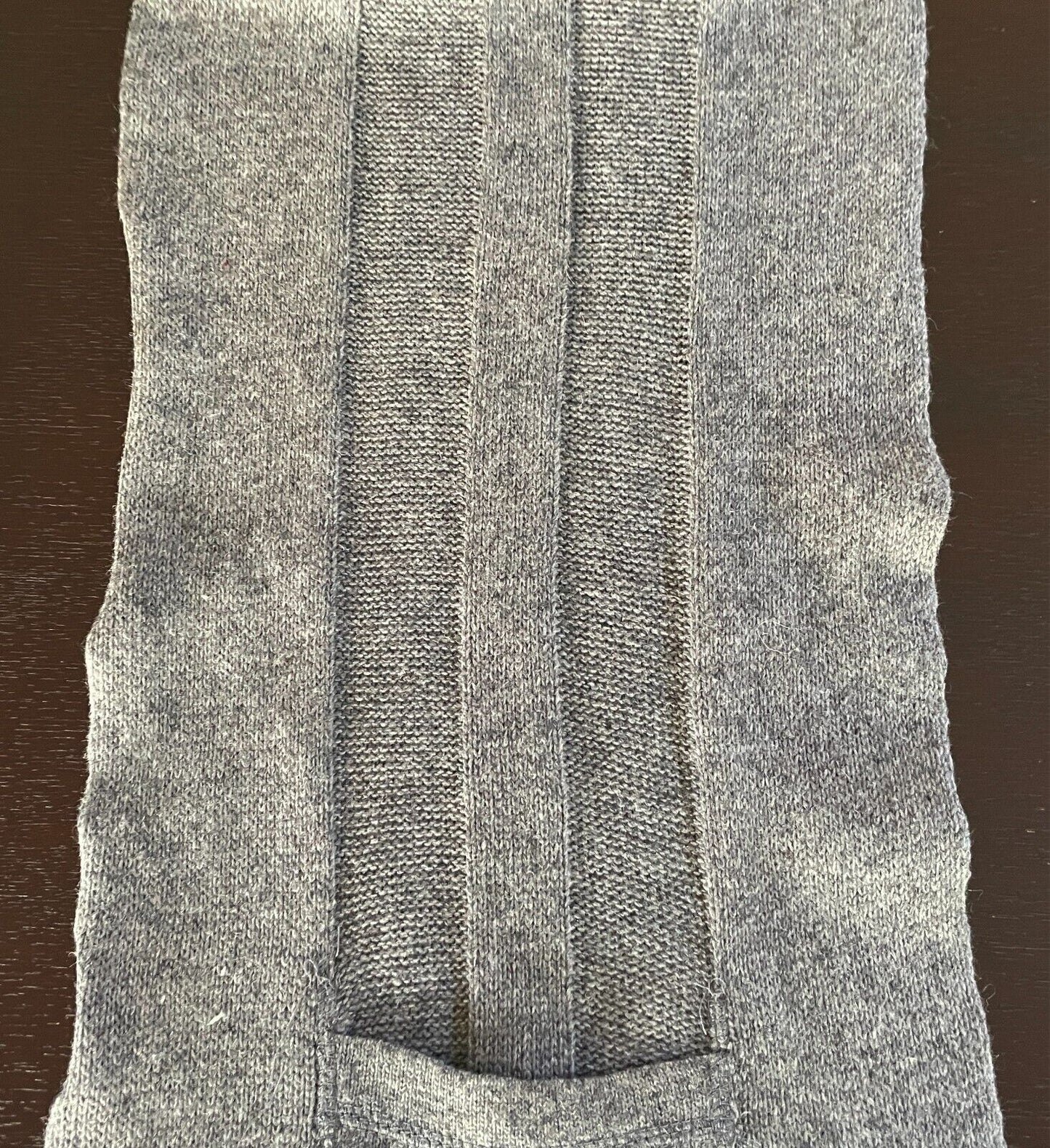 Grey Wool Blend Knit Scarf Rectangle Shape Pocket At Each End