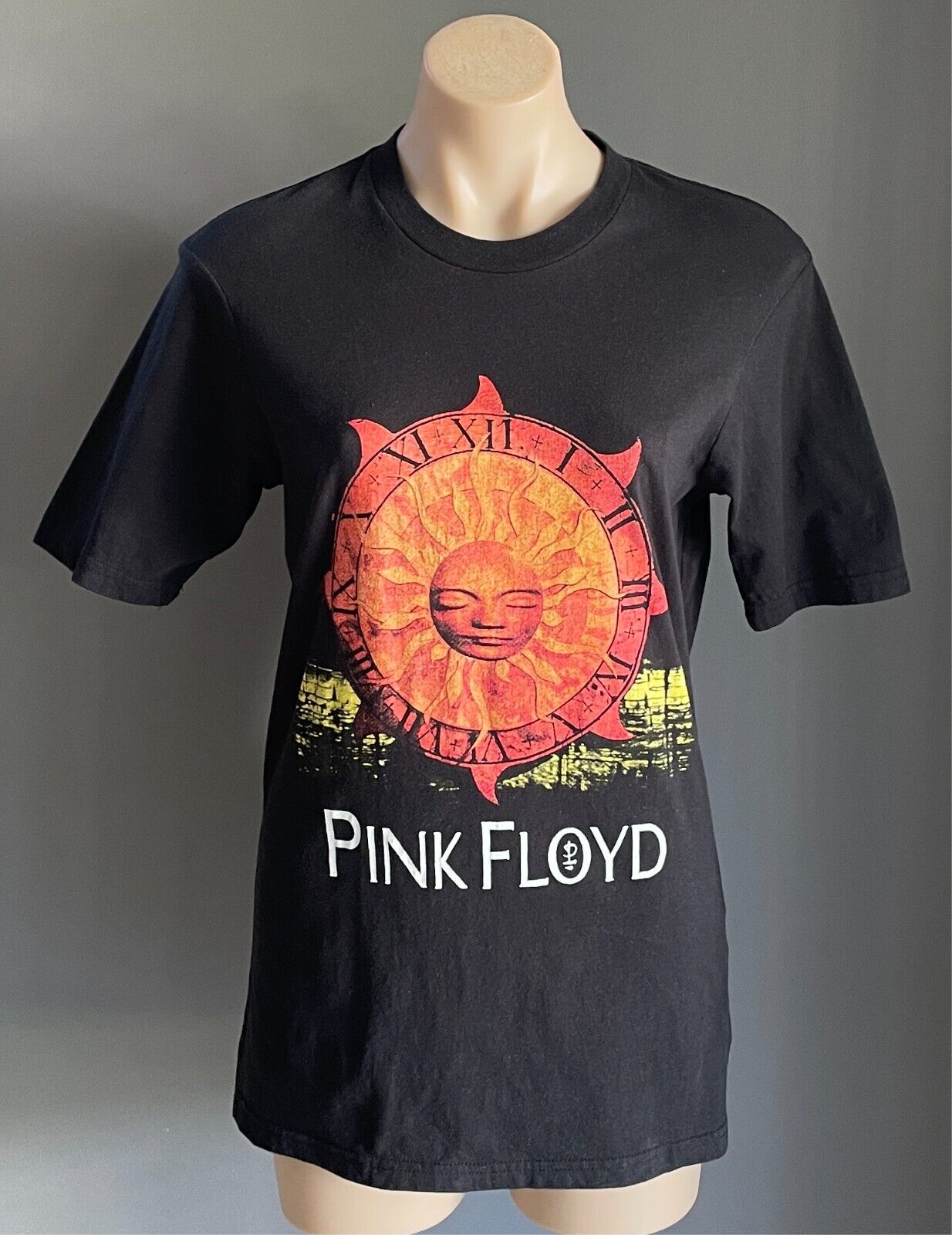 COTTON ON Pink Floyd Black Cotton T-Shirt Sun Dial Multicolour Print Size S