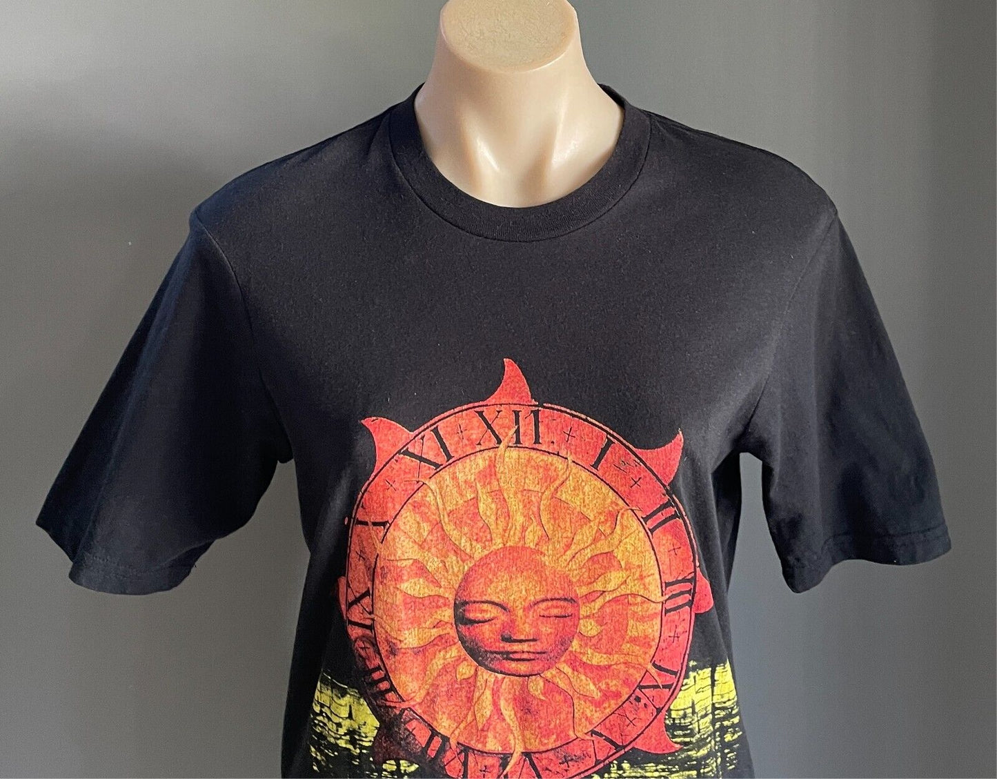 COTTON ON Pink Floyd Black Cotton T-Shirt Sun Dial Multicolour Print Size S