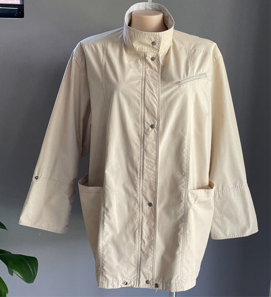 ICELANDIC Beige Water Repellent Jacket Plus Size 18 Adjustable Sleeves Vintage