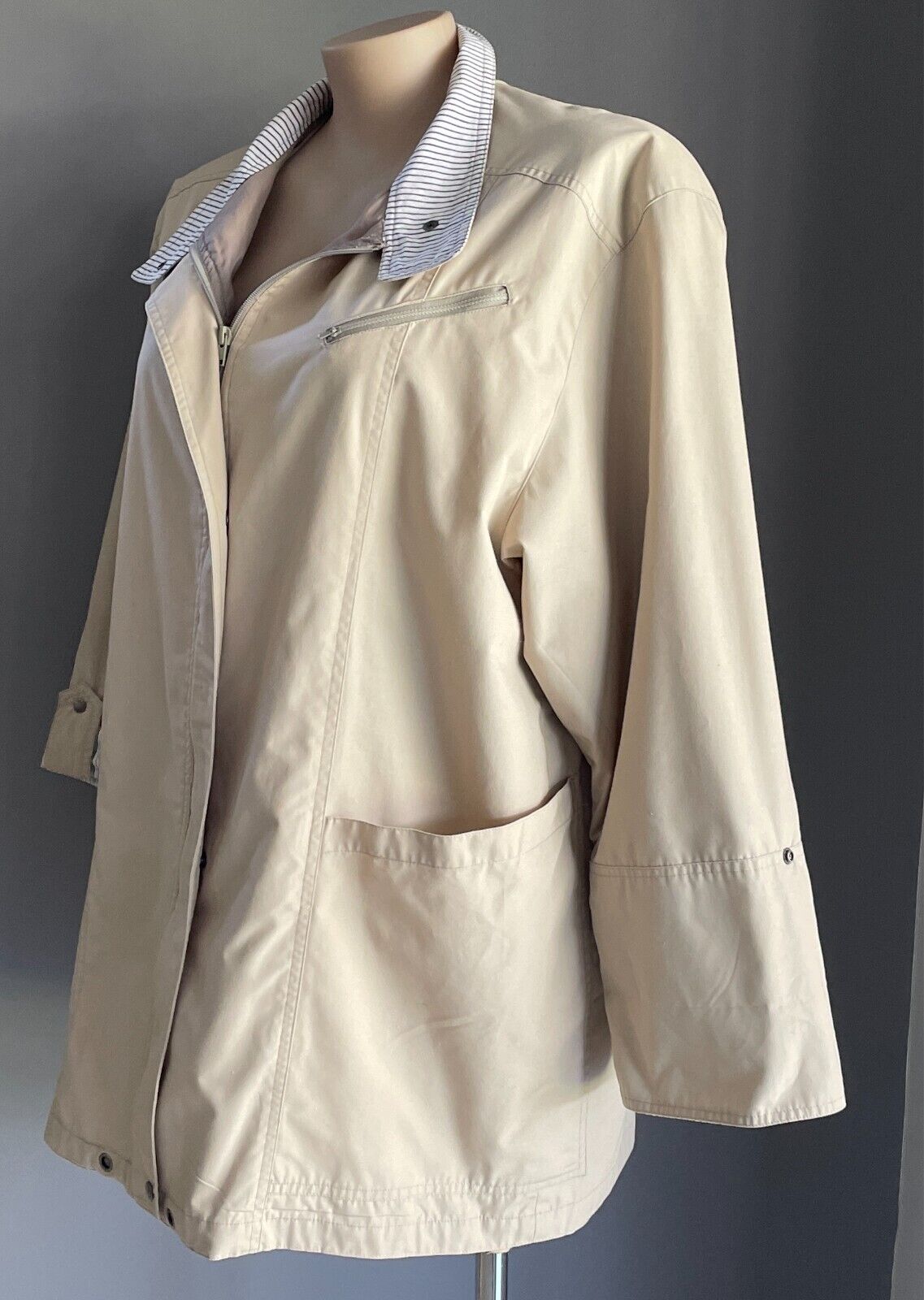 ICELANDIC Beige Water Repellent Jacket Plus Size 18 Adjustable Sleeves Vintage