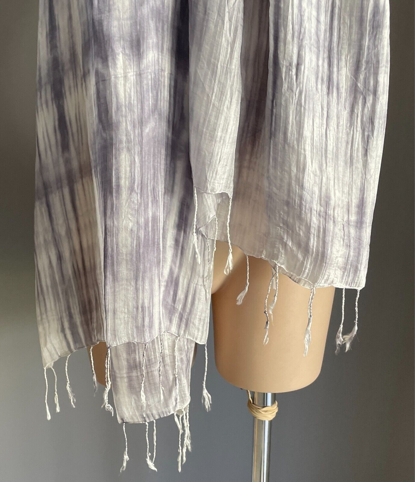 Neck Scarf Fringed Wrap Shawl Black Grey White Thin Silky Rectangle Semi Sheer