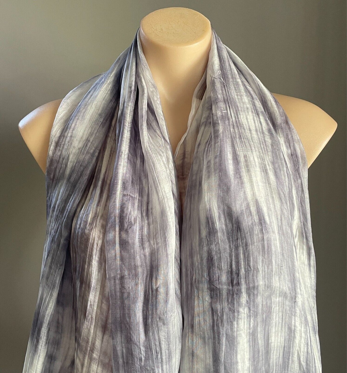 Neck Scarf Fringed Wrap Shawl Black Grey White Thin Silky Rectangle Semi Sheer