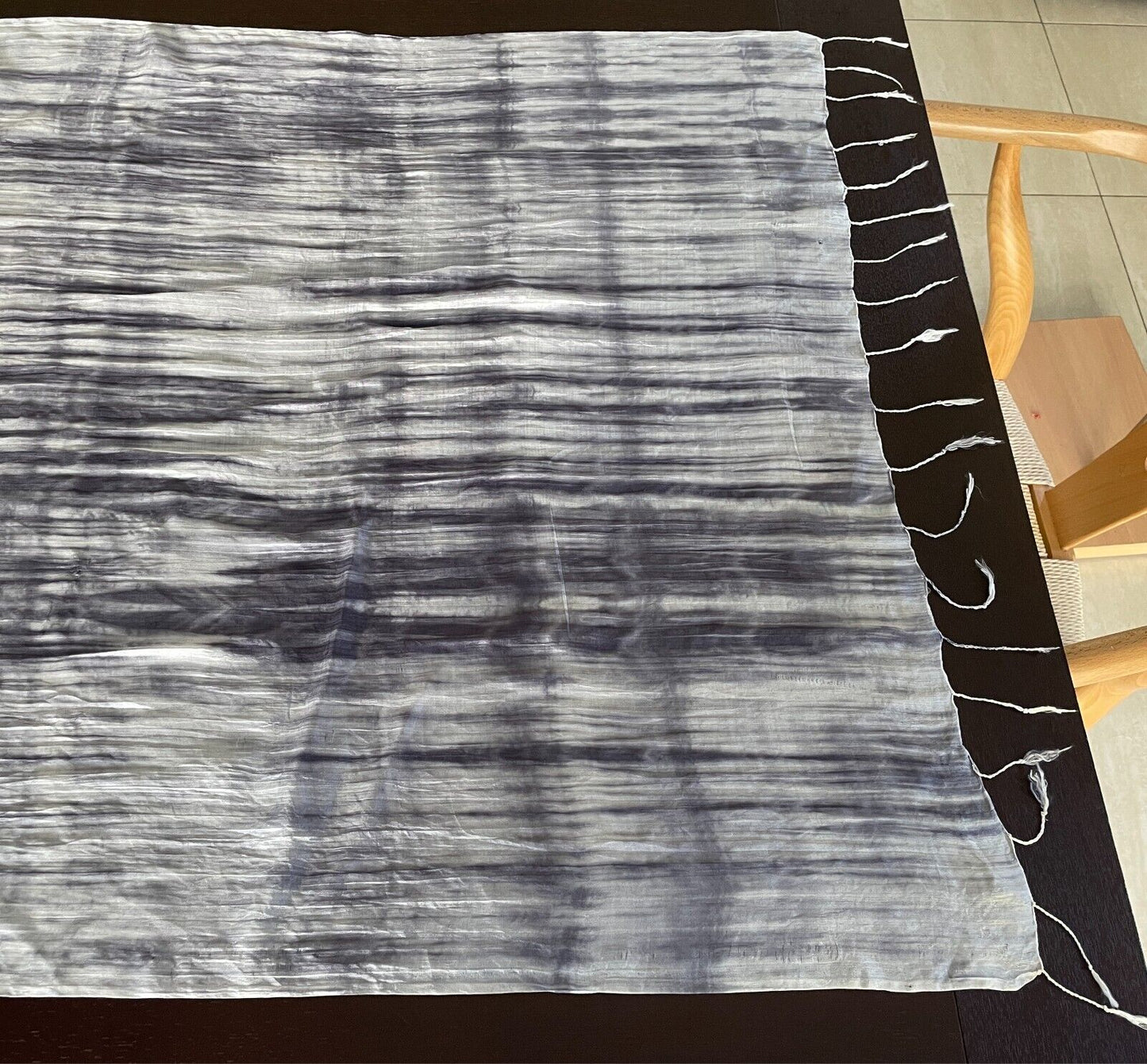 Neck Scarf Fringed Wrap Shawl Black Grey White Thin Silky Rectangle Semi Sheer