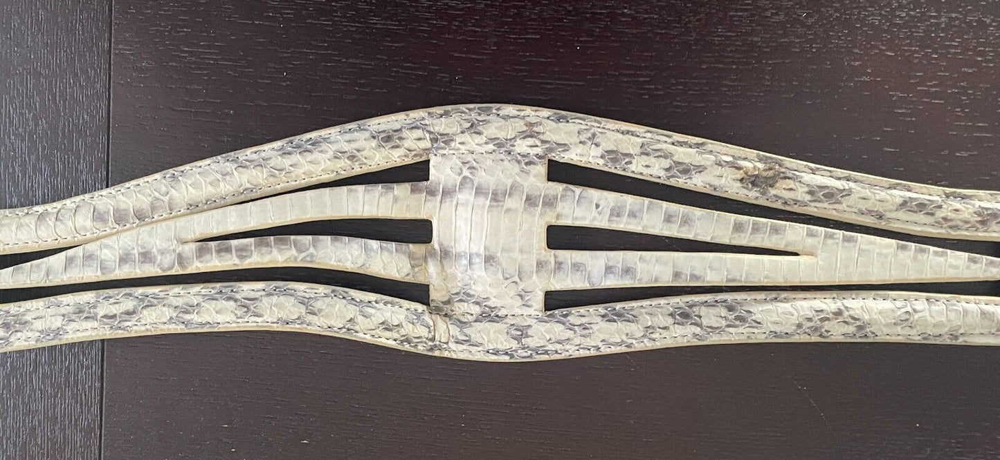 WITCHERY Leather Belt Off White Grey Size S M 10 12 Snakeskin Belt Stunning