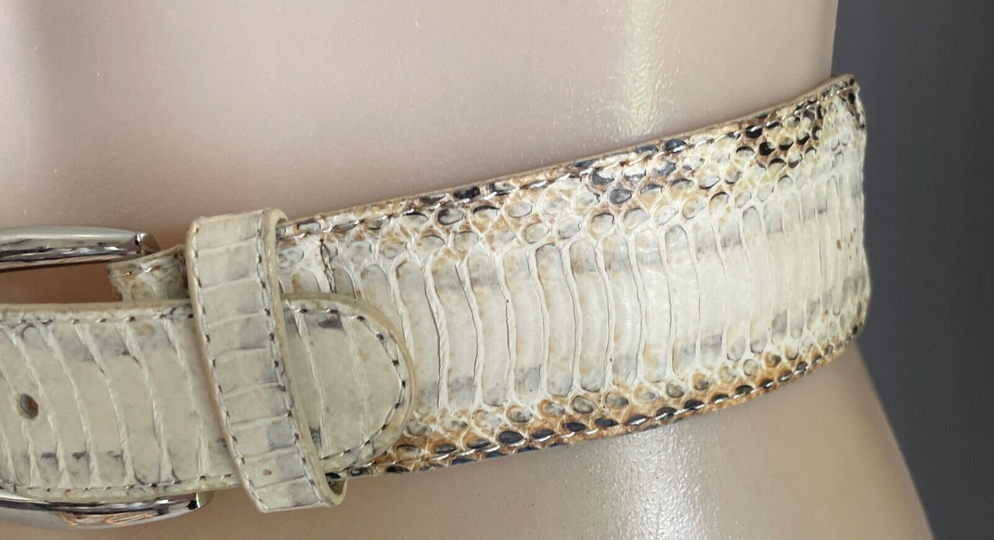 WITCHERY Leather Belt Off White Grey Size S M 10 12 Snakeskin Belt Stunning